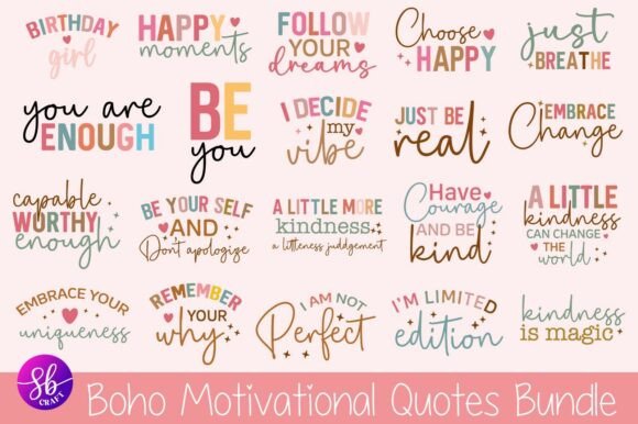 Download Boho Motivational SVG Bundle Positive - Premium Resources