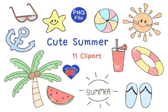 Download Cute Summer Clipart Set - Summer clipart set Collection