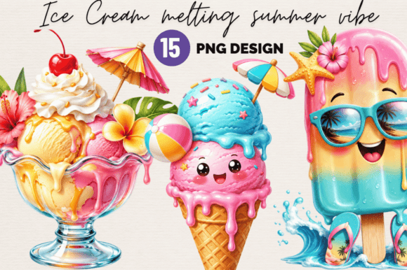 Download Ice Cream Summer Clipart Set PNG Bundle - Summer clipart set Collection