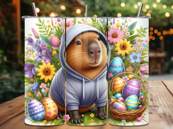 Download Easter Capybara Floral Eggs Tumbler Wrap - Floral eggs Collection